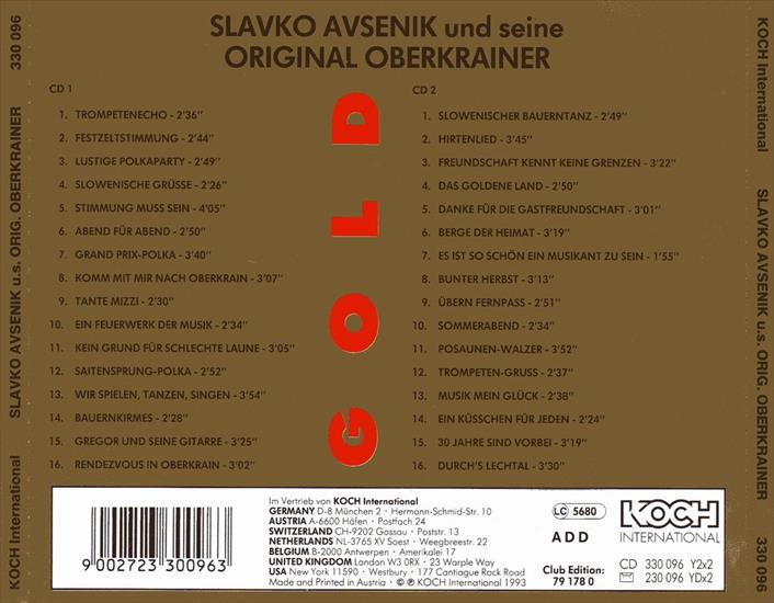 Slavko Avsenik - Gold CD 1 - Slavko Avsenik - Gold - Back.jpg